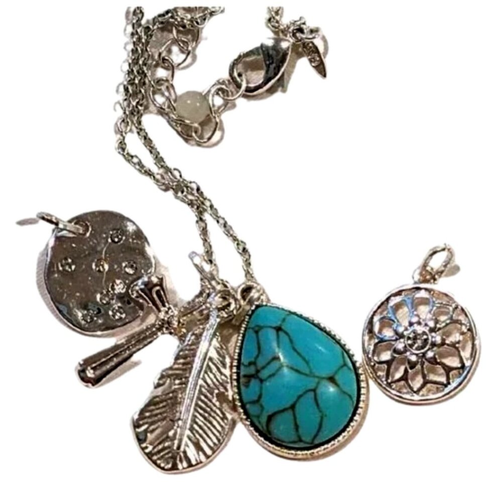 Elegant Interchangeable Necklace. Turquois & Cubic Zirconia